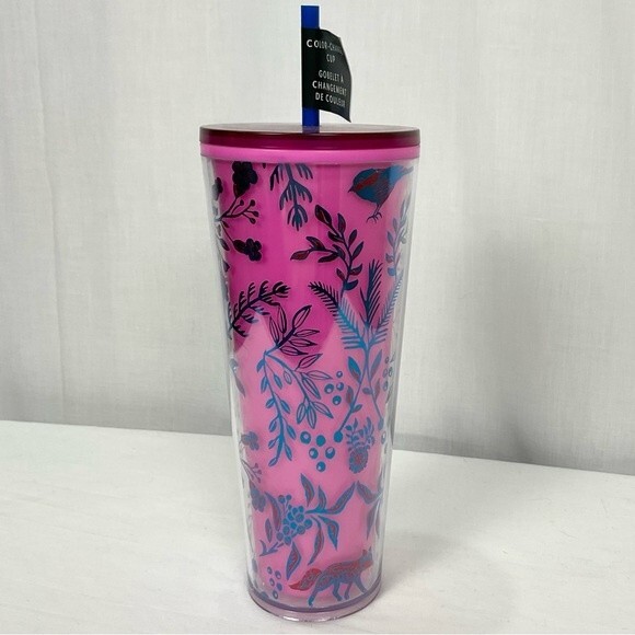 Starbucks Pink Woodland Lace Tumbler Venti Travel Cup 24-Oz New 2022 Holiday - Picture 5 of 6